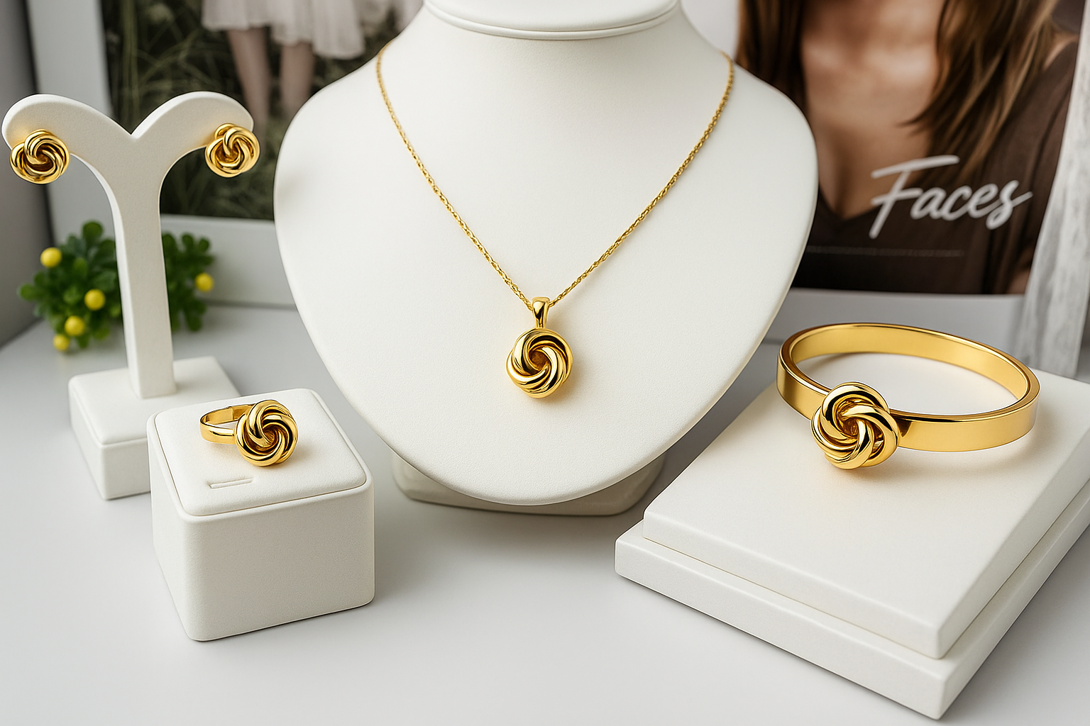 Golden Knot Elegance: Jewelry Set of Eternal Style